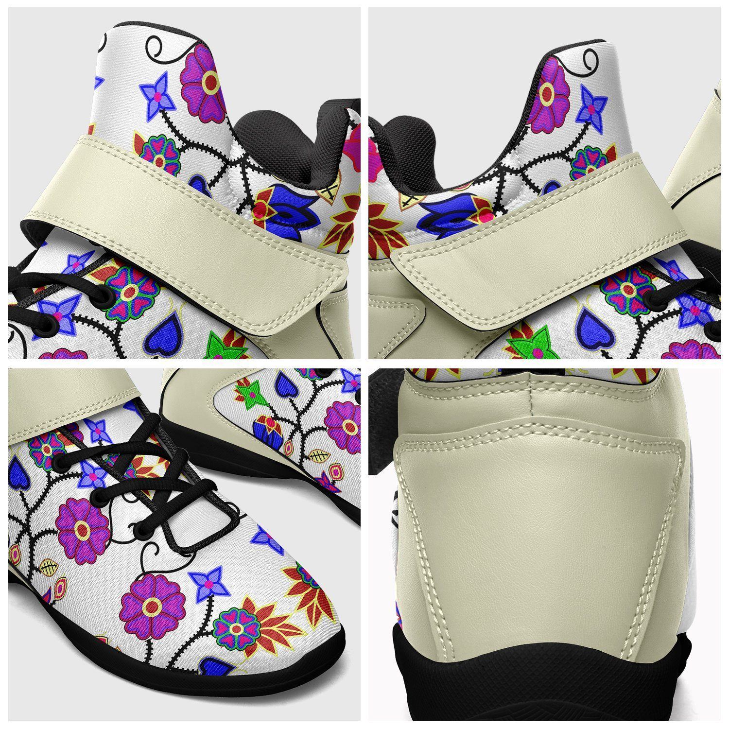 Floral Beadwork Seven Clans White Ipottaa Basketball / Sport High Top Shoes - Black Sole 49 Dzine 