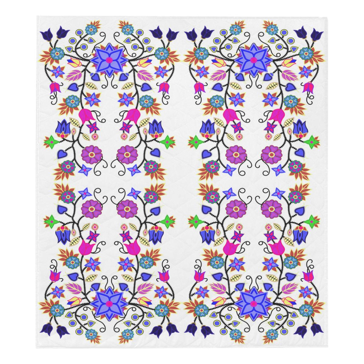 Floral Beadwork Seven Clans White Quilt 70"x80" Quilt 70"x80" e-joyer 
