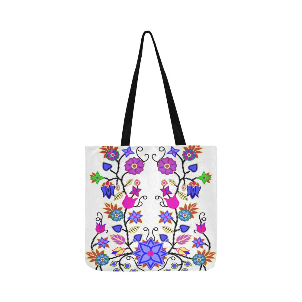 Floral Beadwork Seven Clans White Reusable Shopping Bag Model 1660 (Two sides) Shopping Tote Bag (1660) e-joyer 