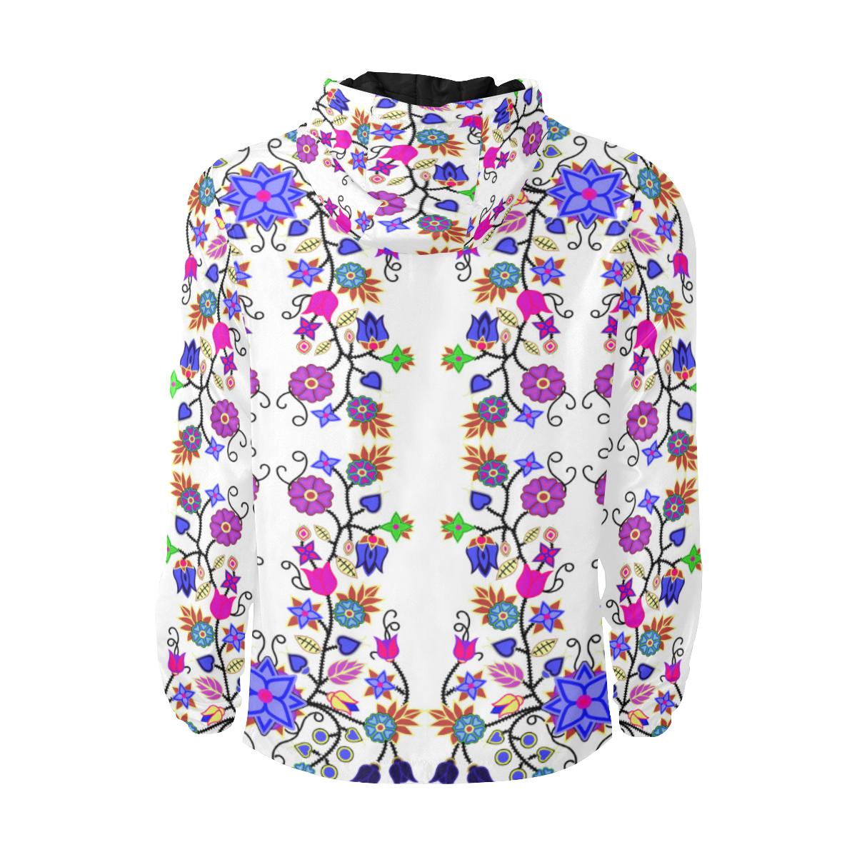 Floral Beadwork Seven Clans White Unisex Quilted Coat All Over Print Quilted Windbreaker for Men (H35) e-joyer 