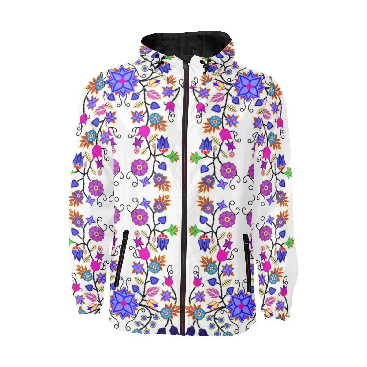 Floral Beadwork Seven Clans White Unisex Quilted Coat All Over Print Quilted Windbreaker for Men (H35) e-joyer 