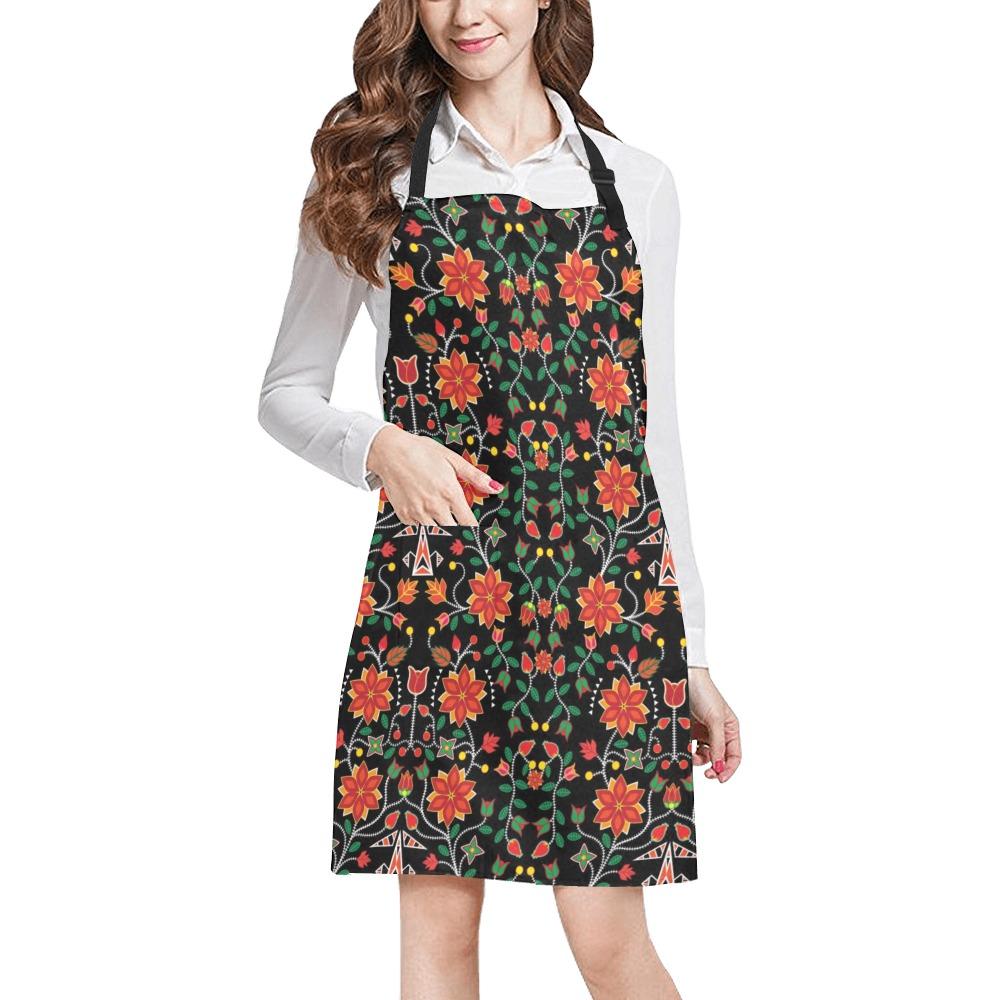 Floral Beadwork Six Bands All Over Print Apron All Over Print Apron e-joyer 
