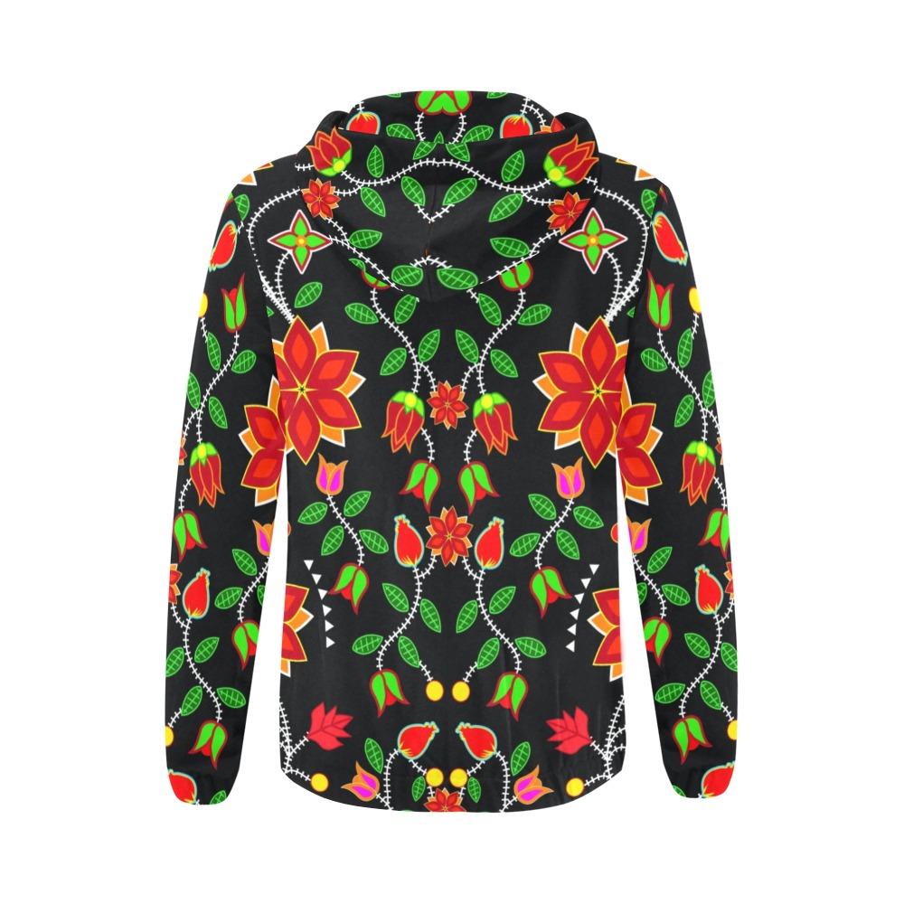 Floral Beadwork Six Bands All Over Print Full Zip Hoodie for Women (Model H14) hoodie e-joyer 