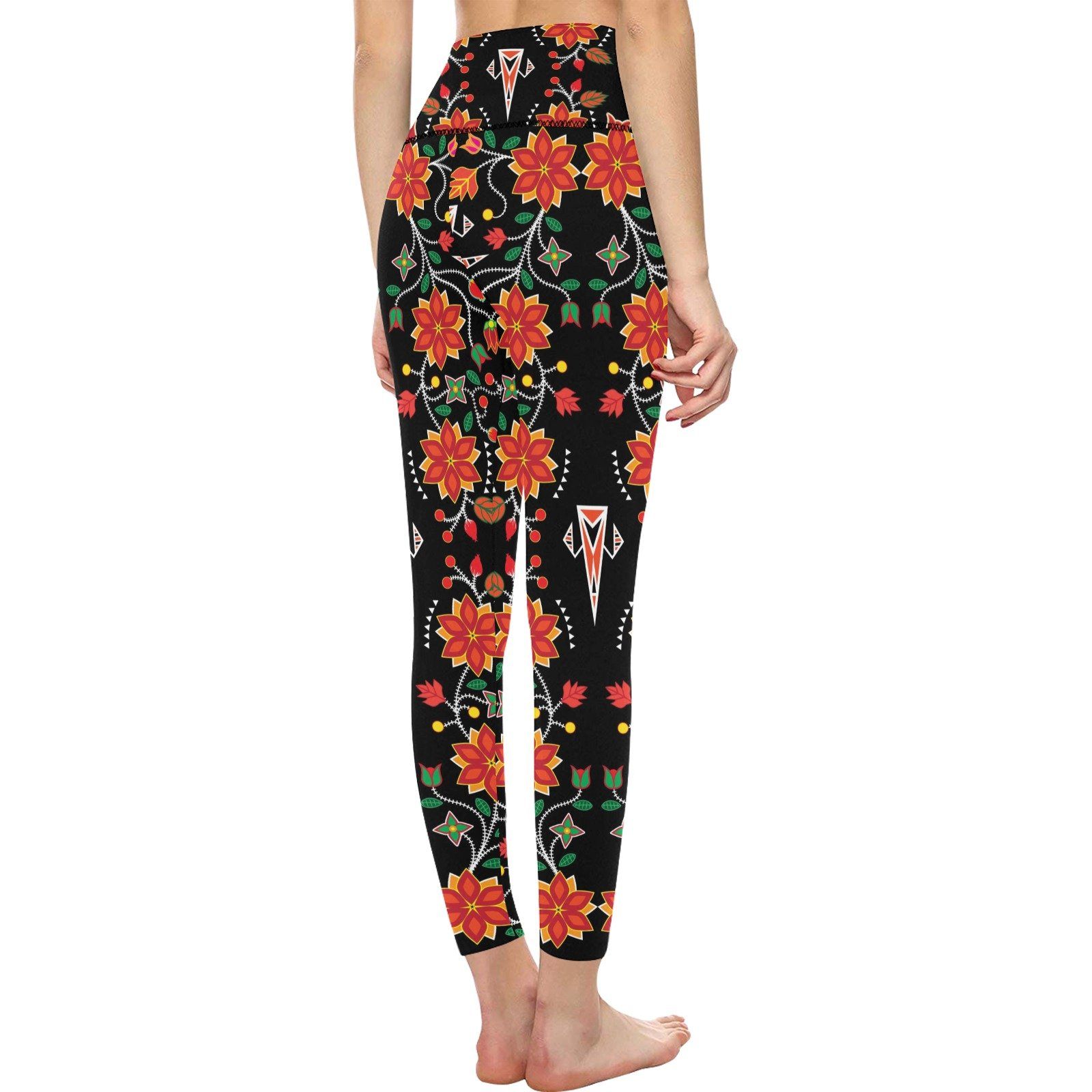 Floral Beadwork Six Bands All Over Print High-Waisted Leggings (Model L36) High-Waisted Leggings (L36) e-joyer 