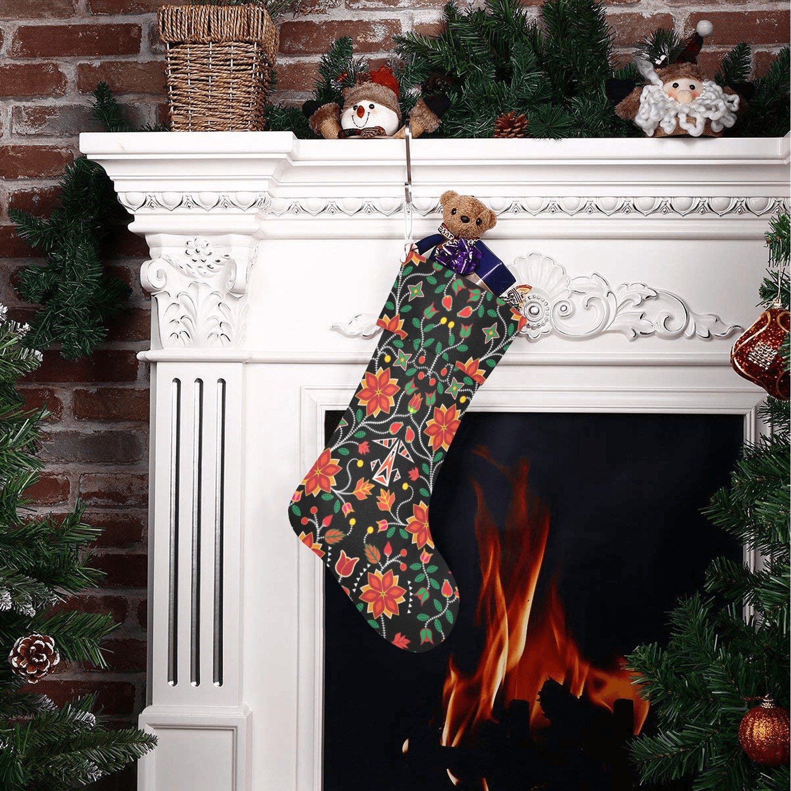 Floral Beadwork Six Bands Christmas Stocking holiday stocking e-joyer 