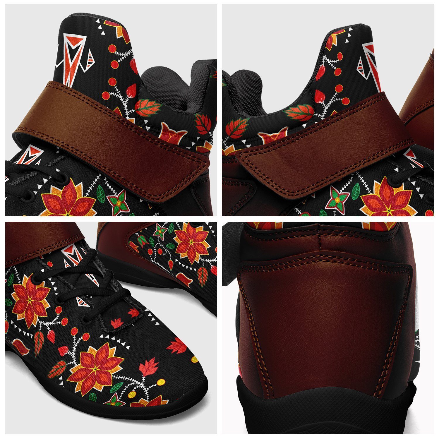 Floral Beadwork Six Bands Ipottaa Basketball / Sport High Top Shoes - Black Sole 49 Dzine 