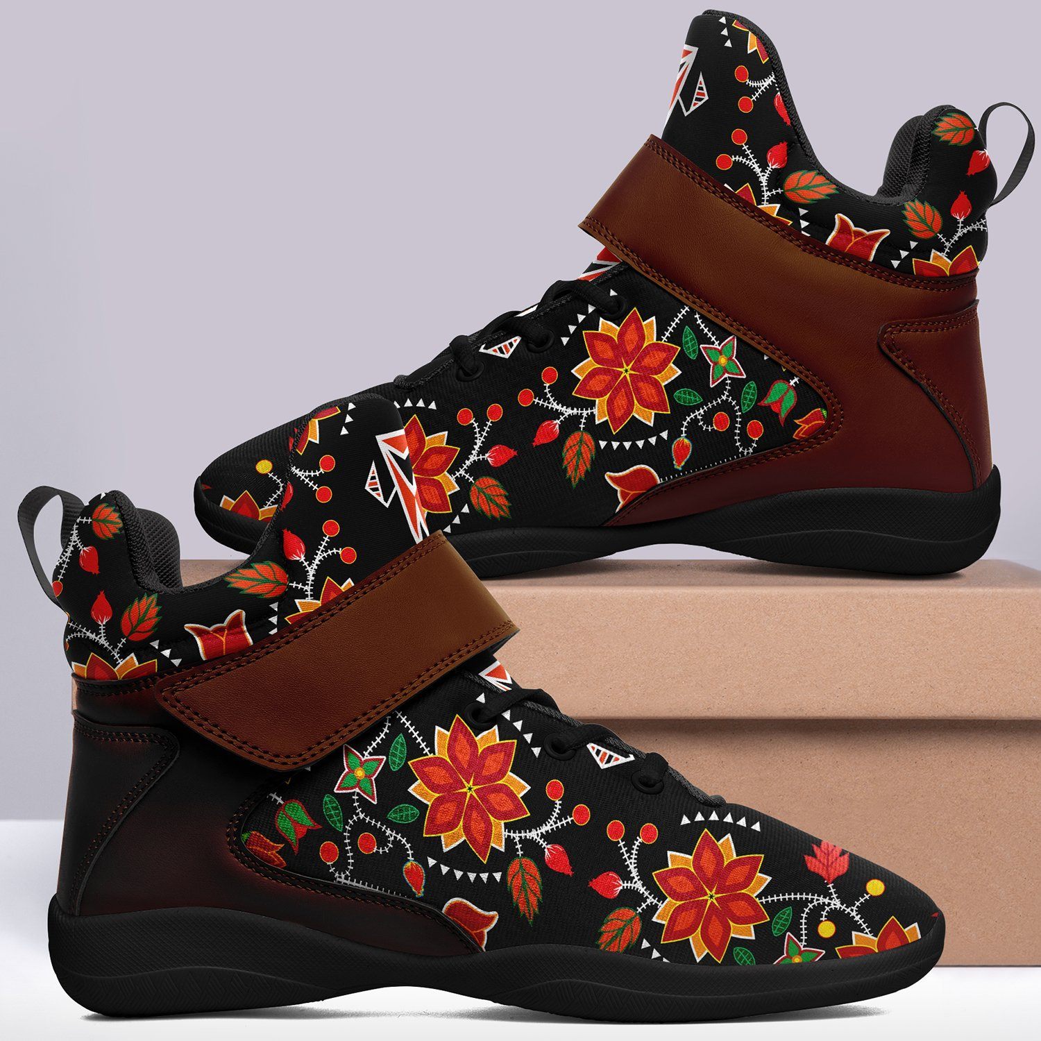 Floral Beadwork Six Bands Ipottaa Basketball / Sport High Top Shoes - Black Sole 49 Dzine 