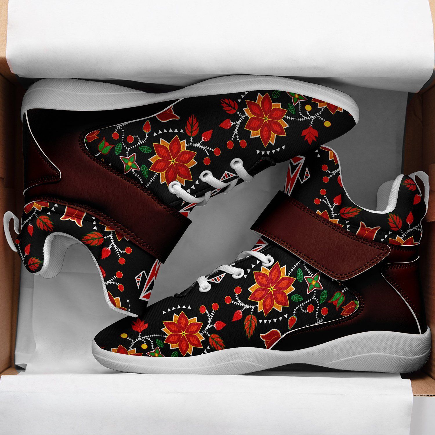 Floral Beadwork Six Bands Kid's Ipottaa Basketball / Sport High Top Shoes 49 Dzine 