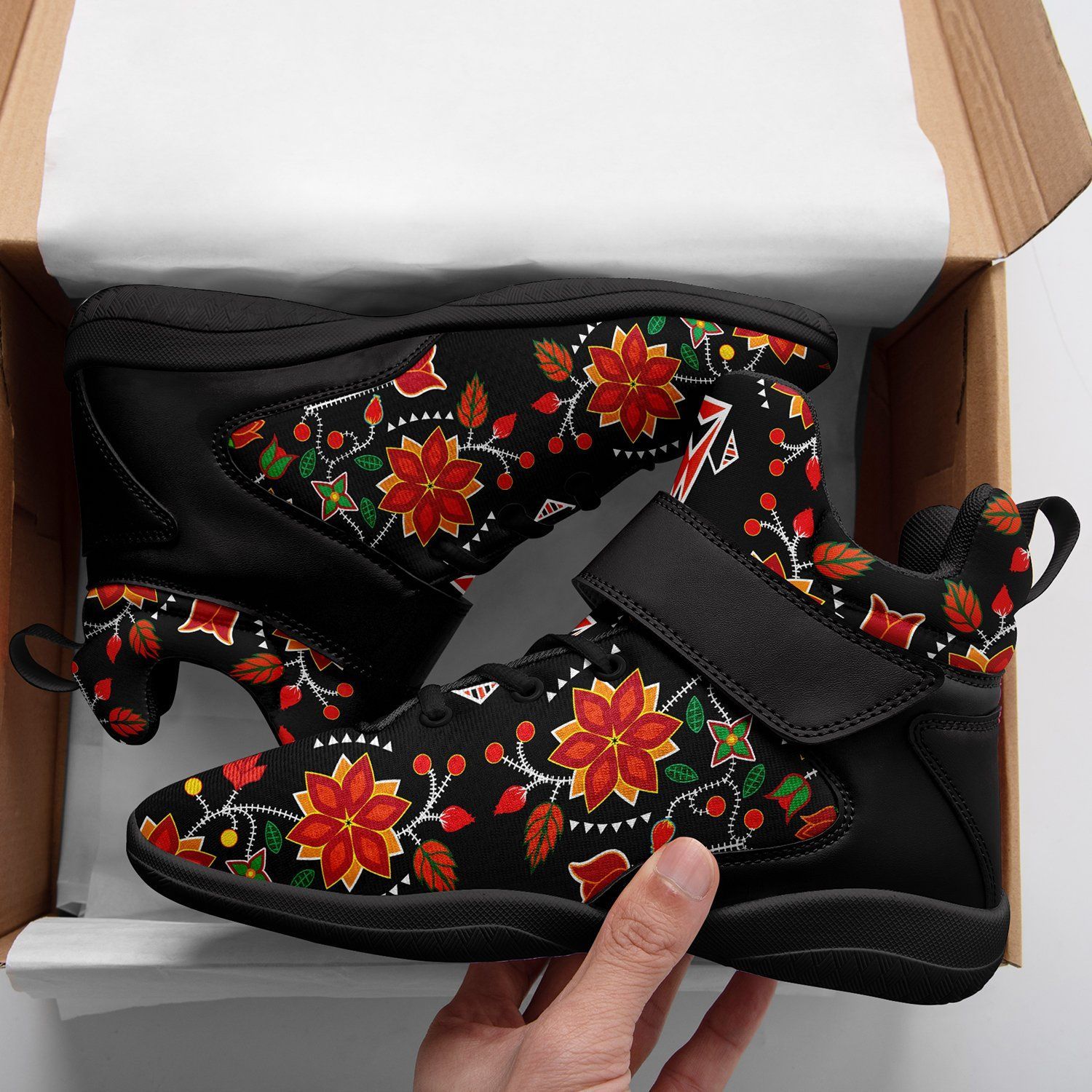 Floral Beadwork Six Bands Kid's Ipottaa Basketball / Sport High Top Shoes 49 Dzine 