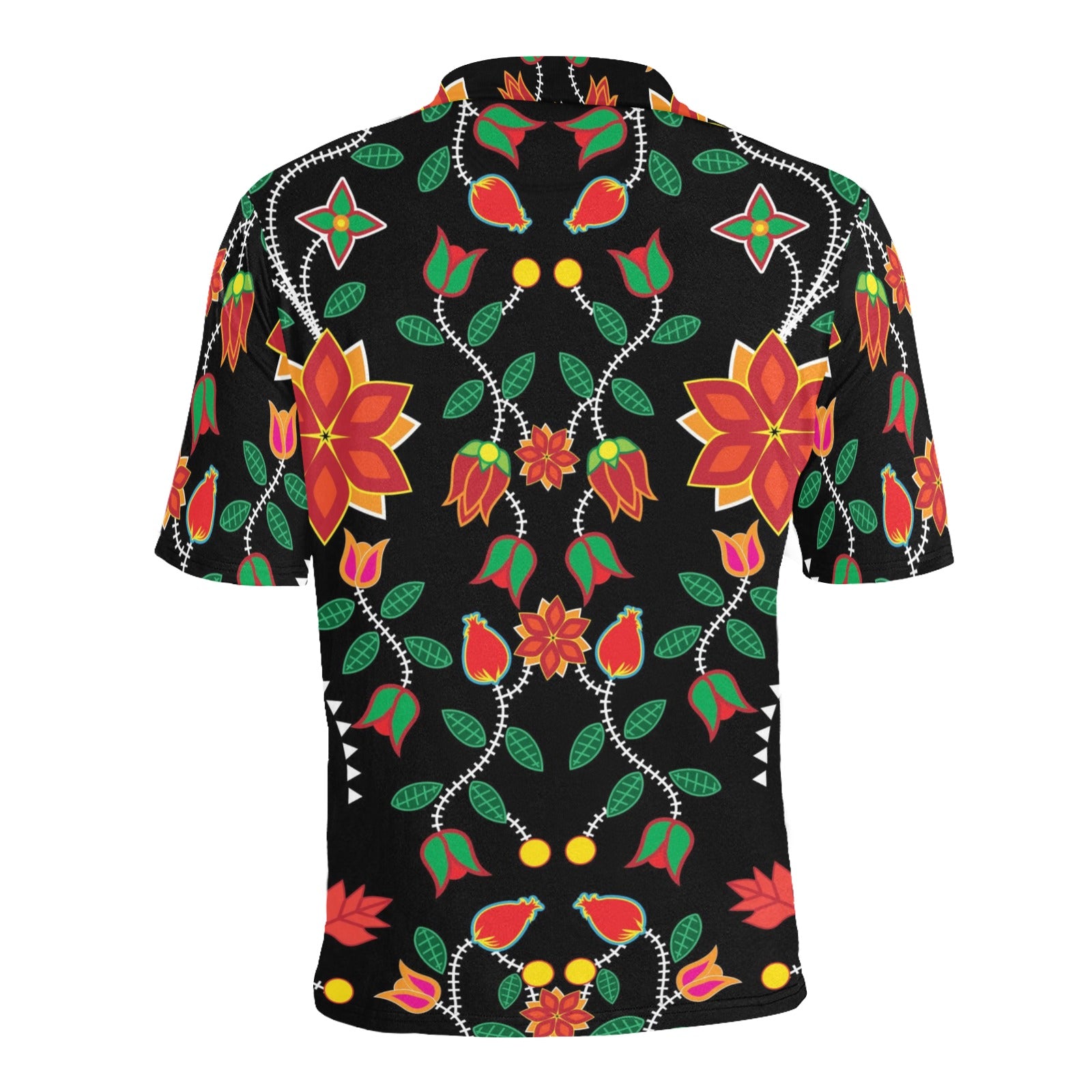 Floral Beadwork Six Bands Men's All Over Print Polo Shirt (Model T55) Men's Polo Shirt (Model T55) e-joyer 