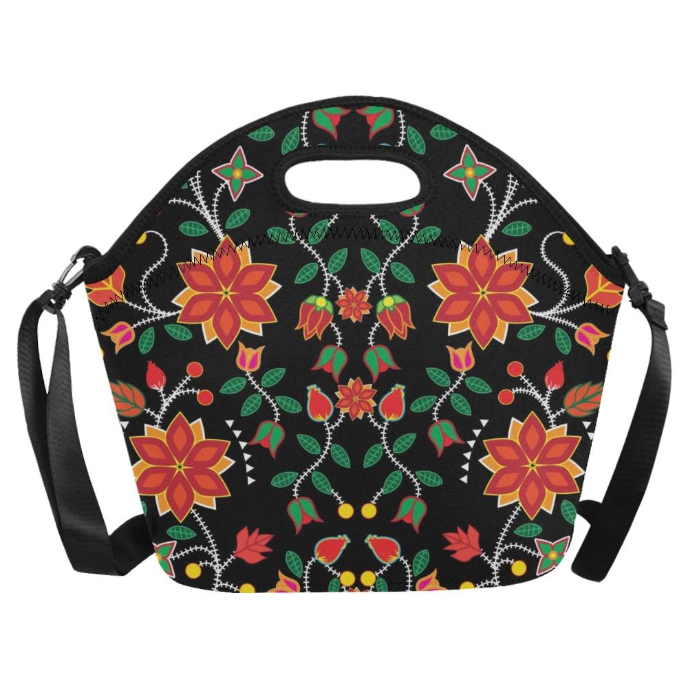 Floral Beadwork Six Bands Neoprene Lunch Bag/Large (Model 1669) bag e-joyer 