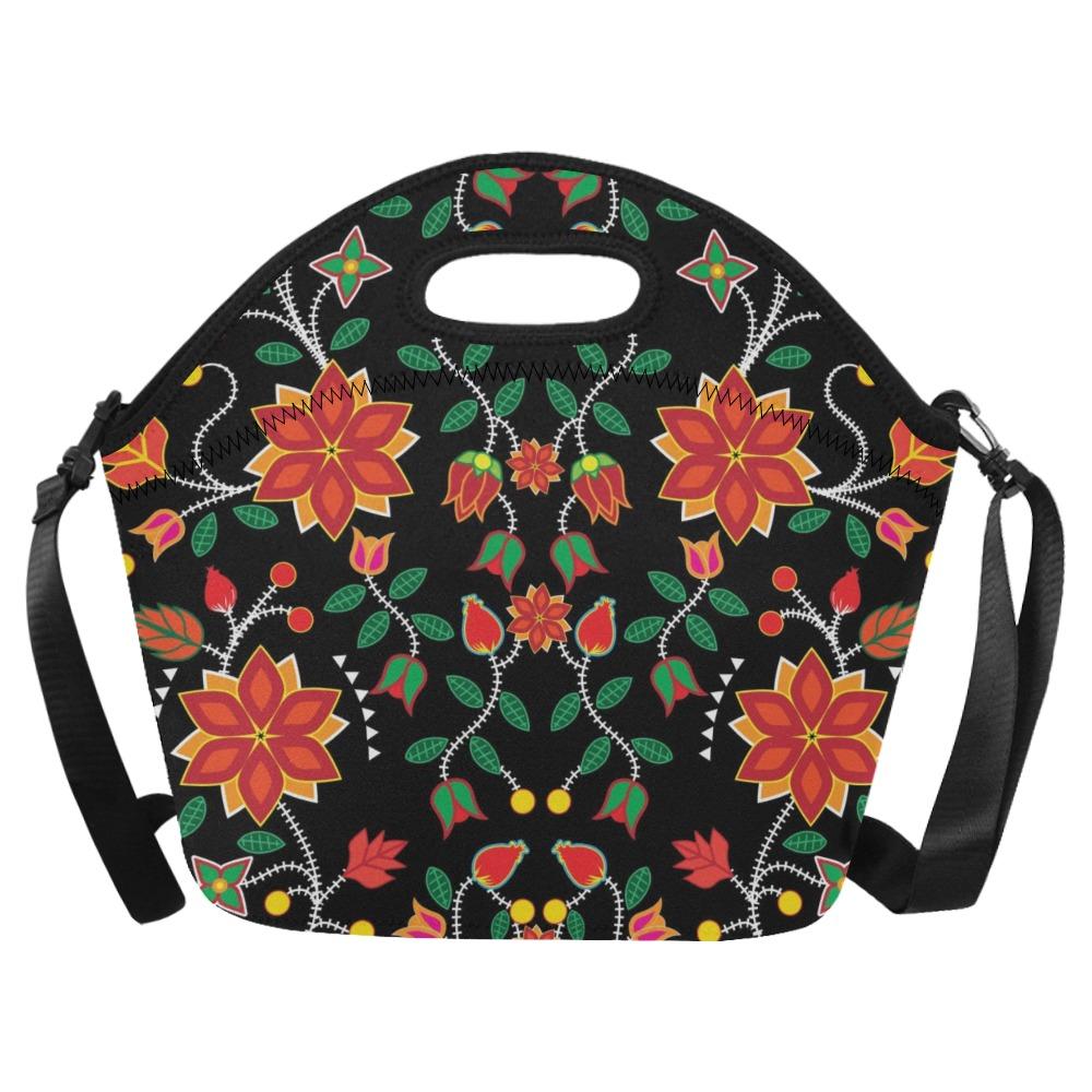 Floral Beadwork Six Bands Neoprene Lunch Bag/Large (Model 1669) bag e-joyer 