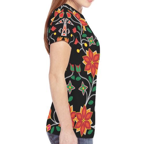Floral Beadwork Six Bands New All Over Print T-shirt for Women (Model T45) New All Over Print T-shirt for Women (T45) e-joyer 