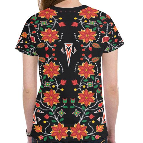 Floral Beadwork Six Bands New All Over Print T-shirt for Women (Model T45) New All Over Print T-shirt for Women (T45) e-joyer 
