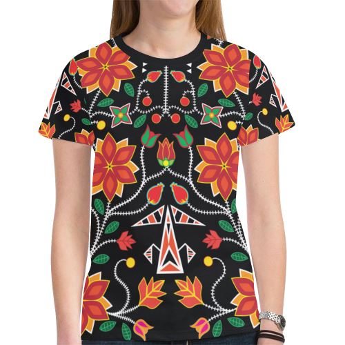 Floral Beadwork Six Bands New All Over Print T-shirt for Women (Model T45) New All Over Print T-shirt for Women (T45) e-joyer 