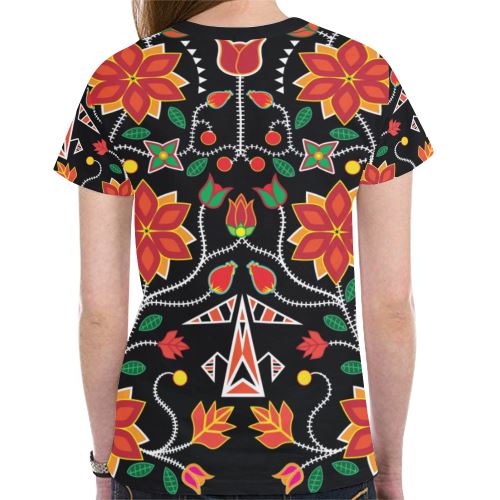 Floral Beadwork Six Bands New All Over Print T-shirt for Women (Model T45) New All Over Print T-shirt for Women (T45) e-joyer 