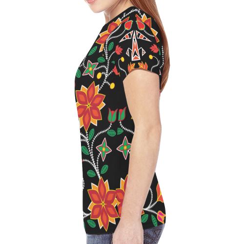 Floral Beadwork Six Bands New All Over Print T-shirt for Women (Model T45) New All Over Print T-shirt for Women (T45) e-joyer 