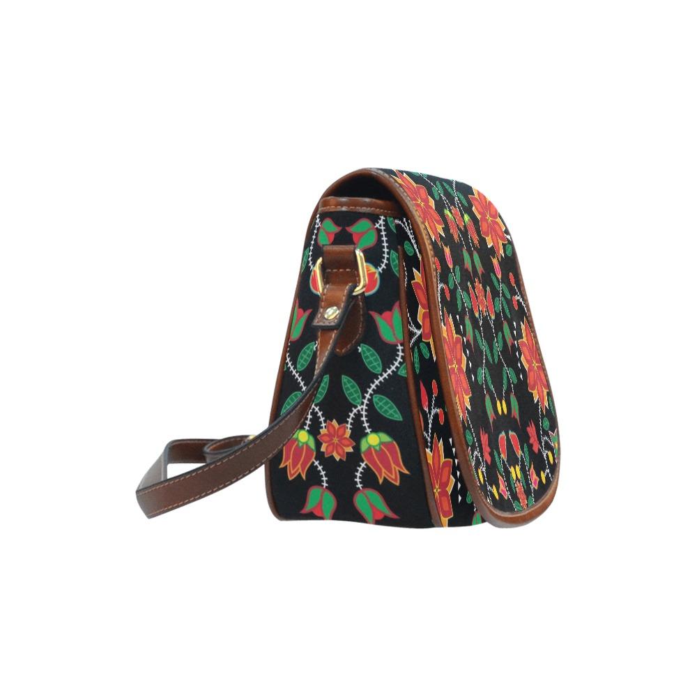 Floral Beadwork Six Bands Saddle Bag/Large (Model 1649) bag e-joyer 