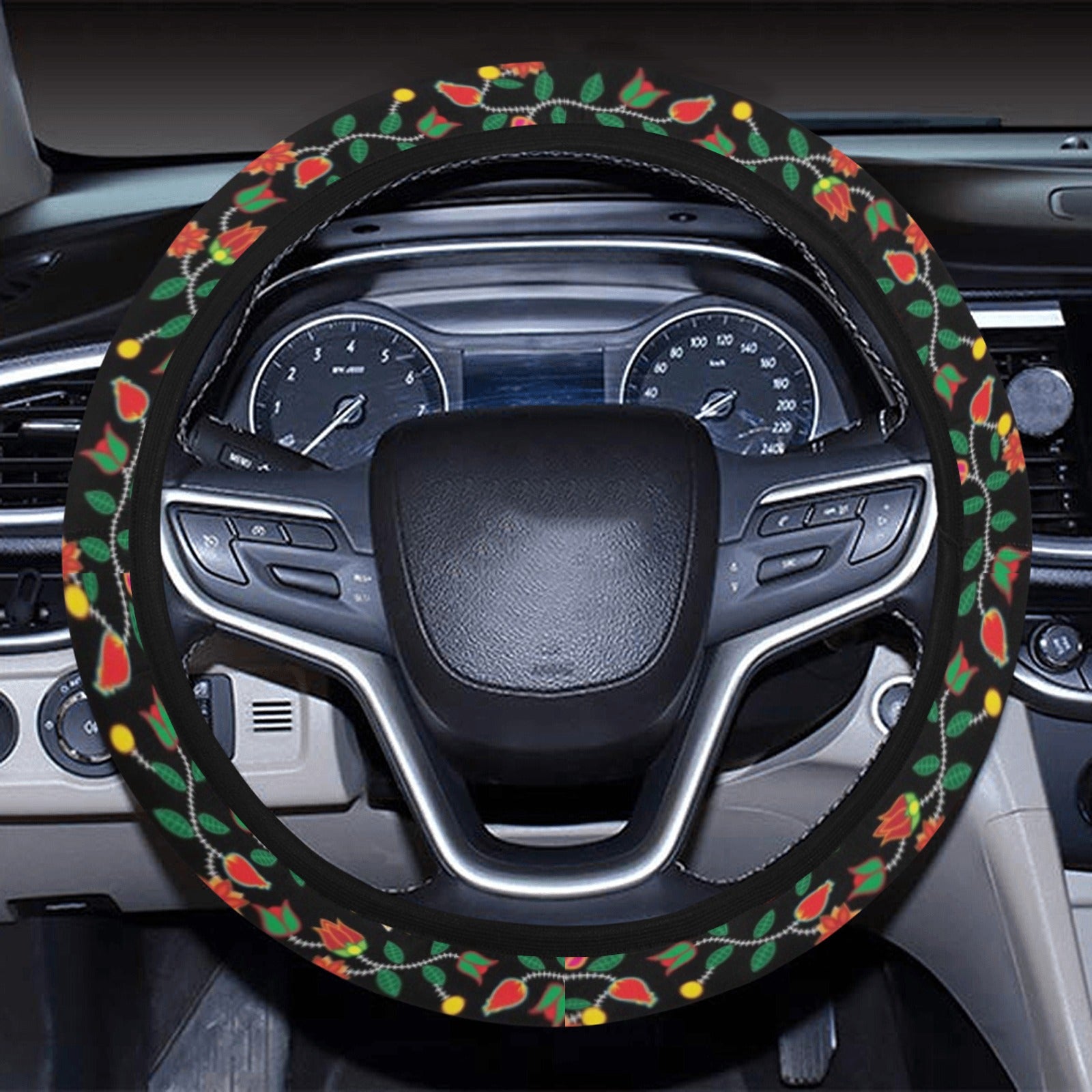 Floral Beadwork Six Bands Steering Wheel Cover with Elastic Edge Steering Wheel Cover with Elastic Edge e-joyer 