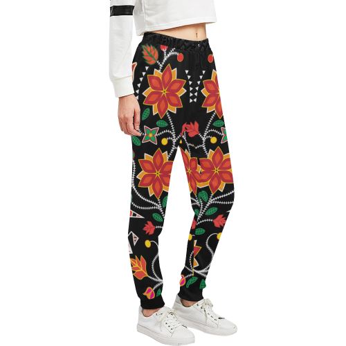 Floral Beadwork Six Bands Women's All Over Print Sweatpants (Model L11) Women's All Over Print Sweatpants (L11) e-joyer 