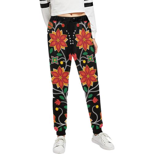 Floral Beadwork Six Bands Women's All Over Print Sweatpants (Model L11) Women's All Over Print Sweatpants (L11) e-joyer 
