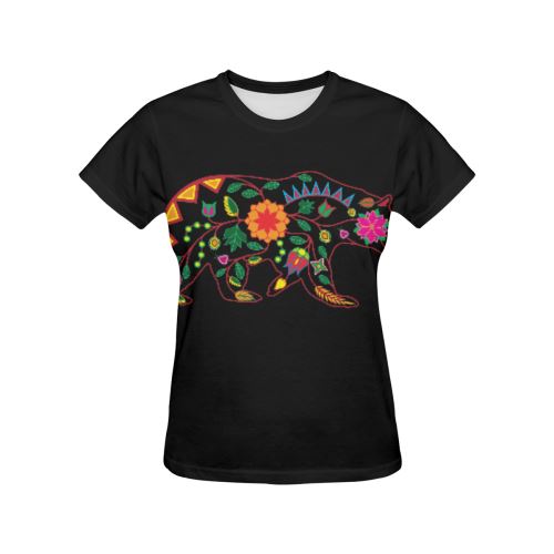 Floral Bear All Over Print T-shirt for Women/Large Size (USA Size) (Model T40) All Over Print T-Shirt for Women/Large (T40) e-joyer 