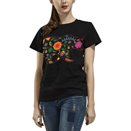 Floral Bear All Over Print T-shirt for Women/Large Size (USA Size) (Model T40) All Over Print T-Shirt for Women/Large (T40) e-joyer 