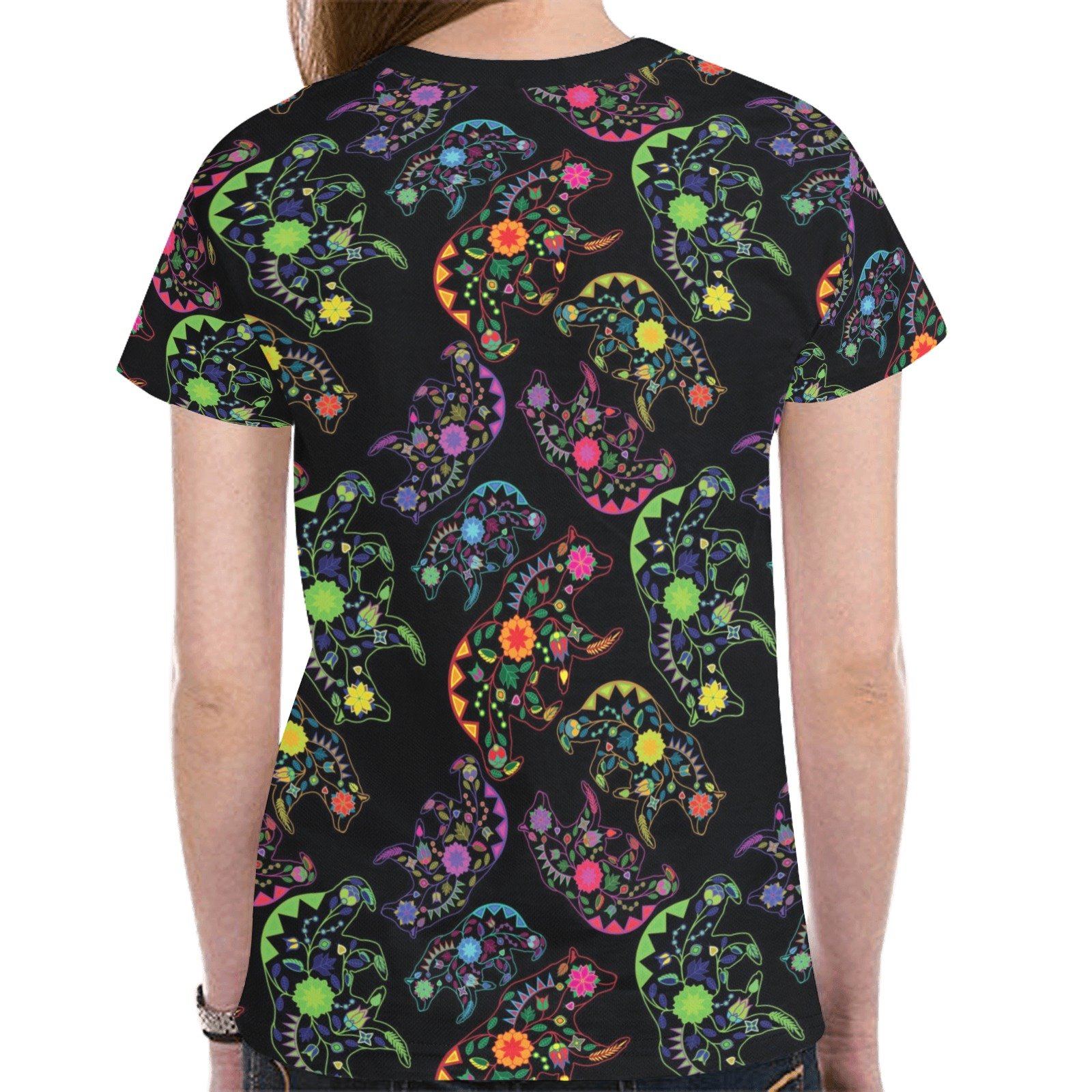 Floral Bear New All Over Print T-shirt for Women (Model T45) tshirt e-joyer 