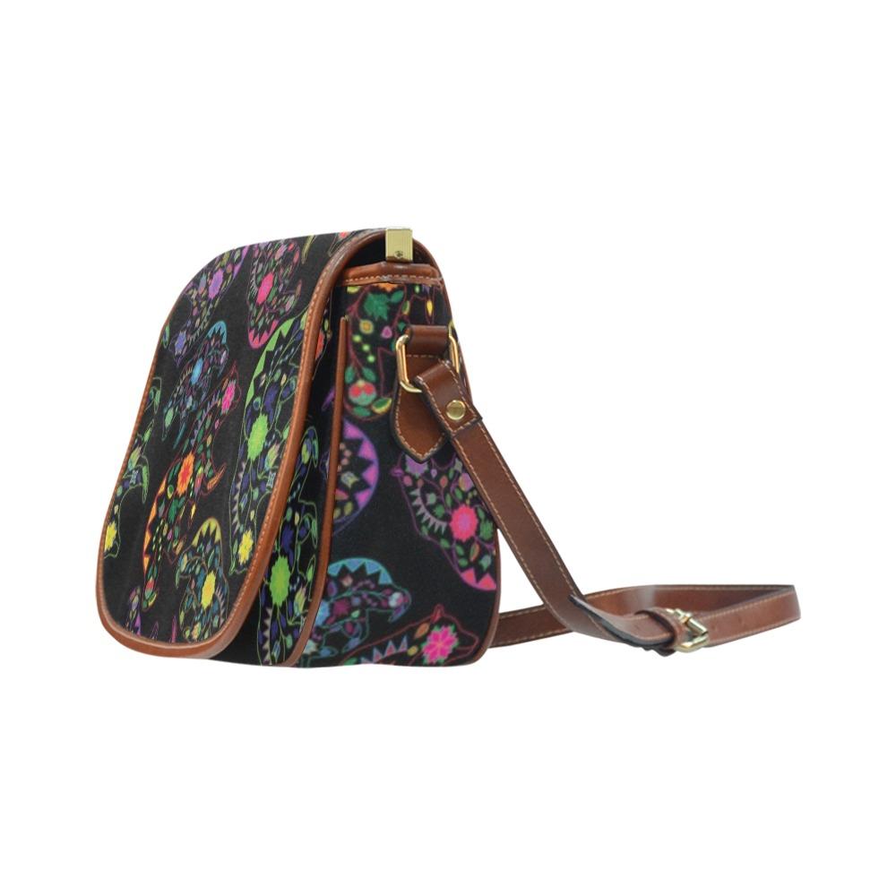 Floral Bear Saddle Bag/Small (Model 1649) Full Customization bag e-joyer 