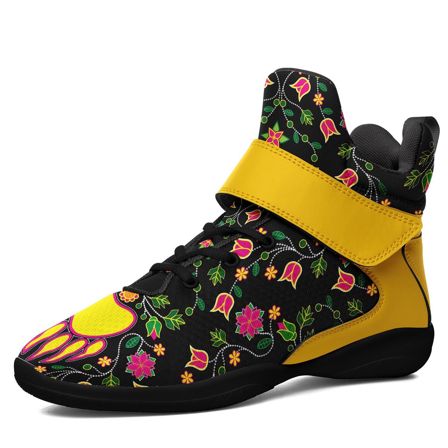Floral Bearpaw Ipottaa Basketball / Sport High Top Shoes - Black Sole 49 Dzine US Women 8.5 / US Men 7 / EUR 40 Black Sole with Yellow Strap 