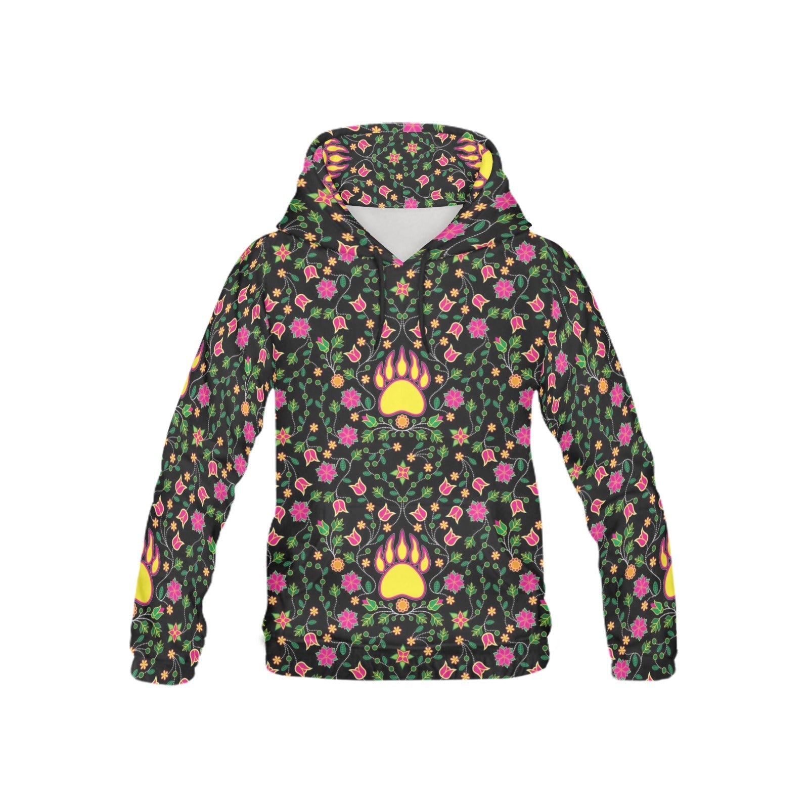 Floral Bearpaw Pink and Yellow All Over Print Hoodie for Kid (USA Size) (Model H13) All Over Print Hoodie for Kid (H13) e-joyer 