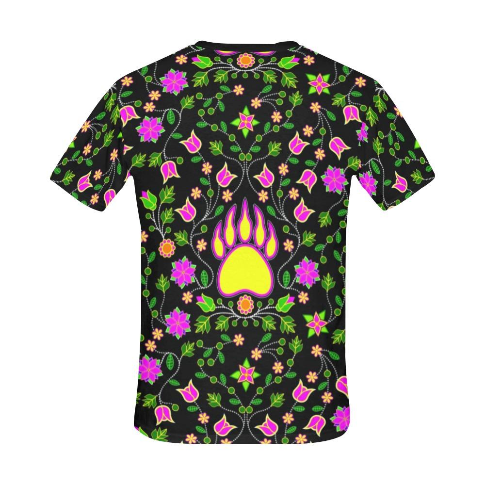 Floral Bearpaw Pink and Yellow All Over Print T-Shirt for Men (USA Size) (Model T40) All Over Print T-Shirt for Men (T40) e-joyer 