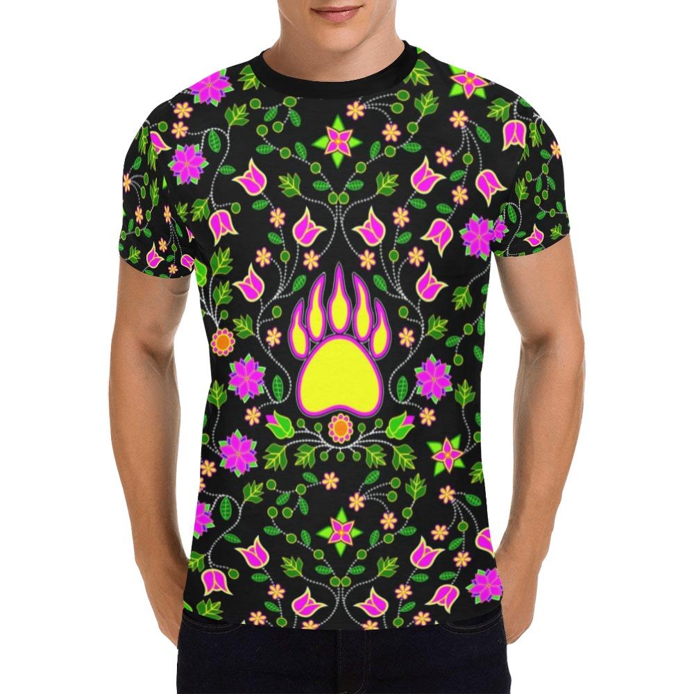 Floral Bearpaw Pink and Yellow All Over Print T-Shirt for Men (USA Size) (Model T40) All Over Print T-Shirt for Men (T40) e-joyer 