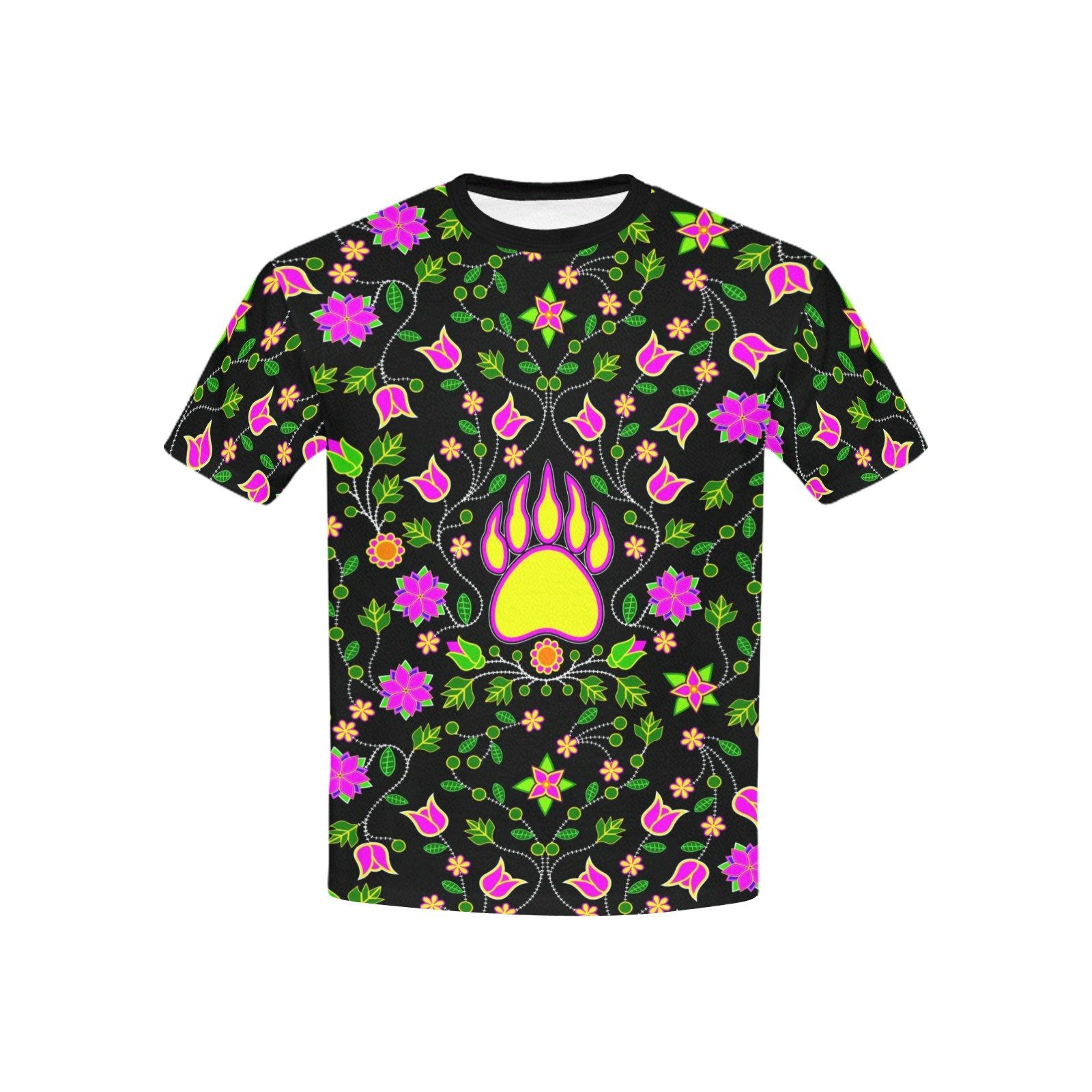 Floral Bearpaw Pink and Yellow Kids' All Over Print T-shirt (USA Size) (Model T40) tshirt e-joyer 