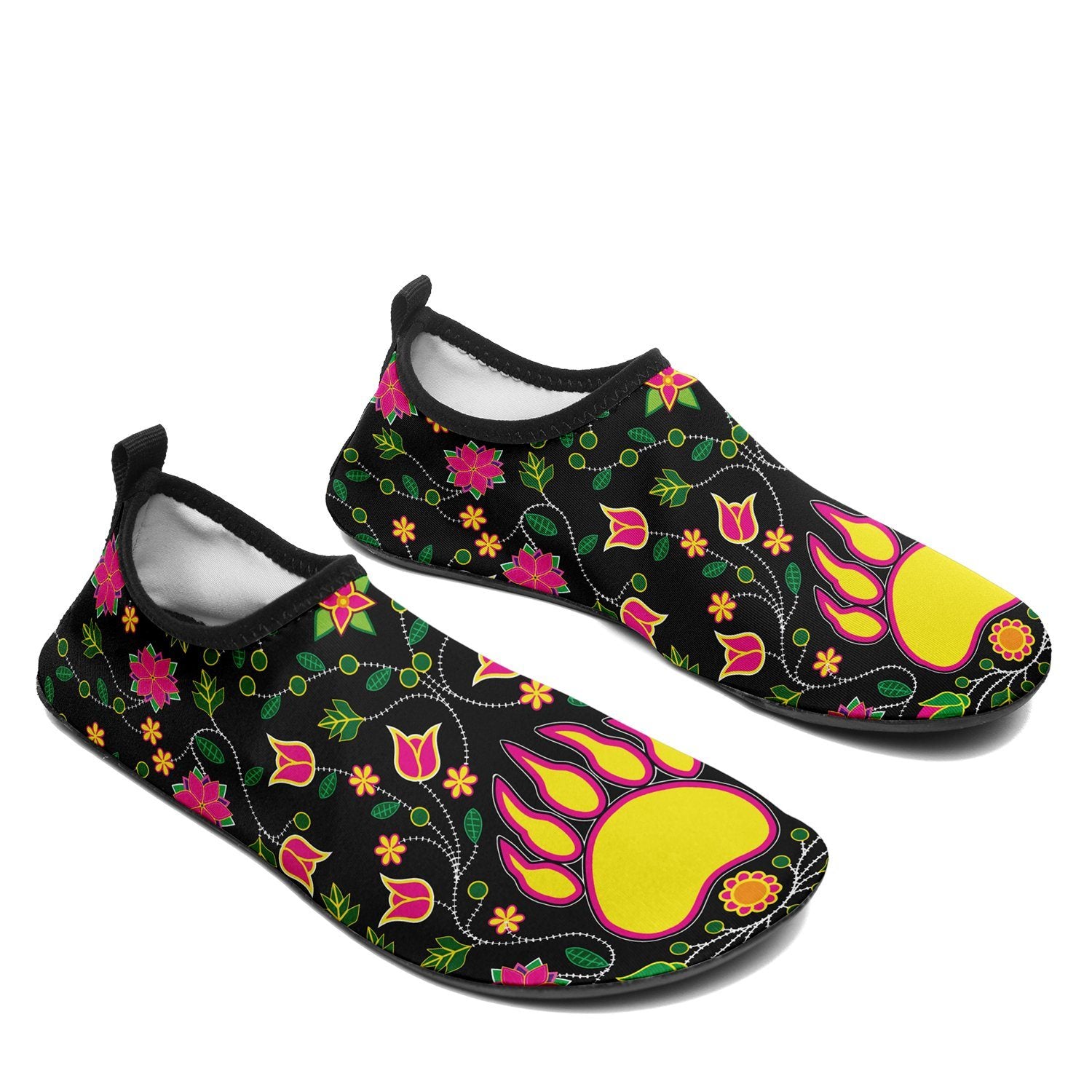 Floral Bearpaw Pink and Yellow Kid's Sockamoccs Slip On Shoes Herman 