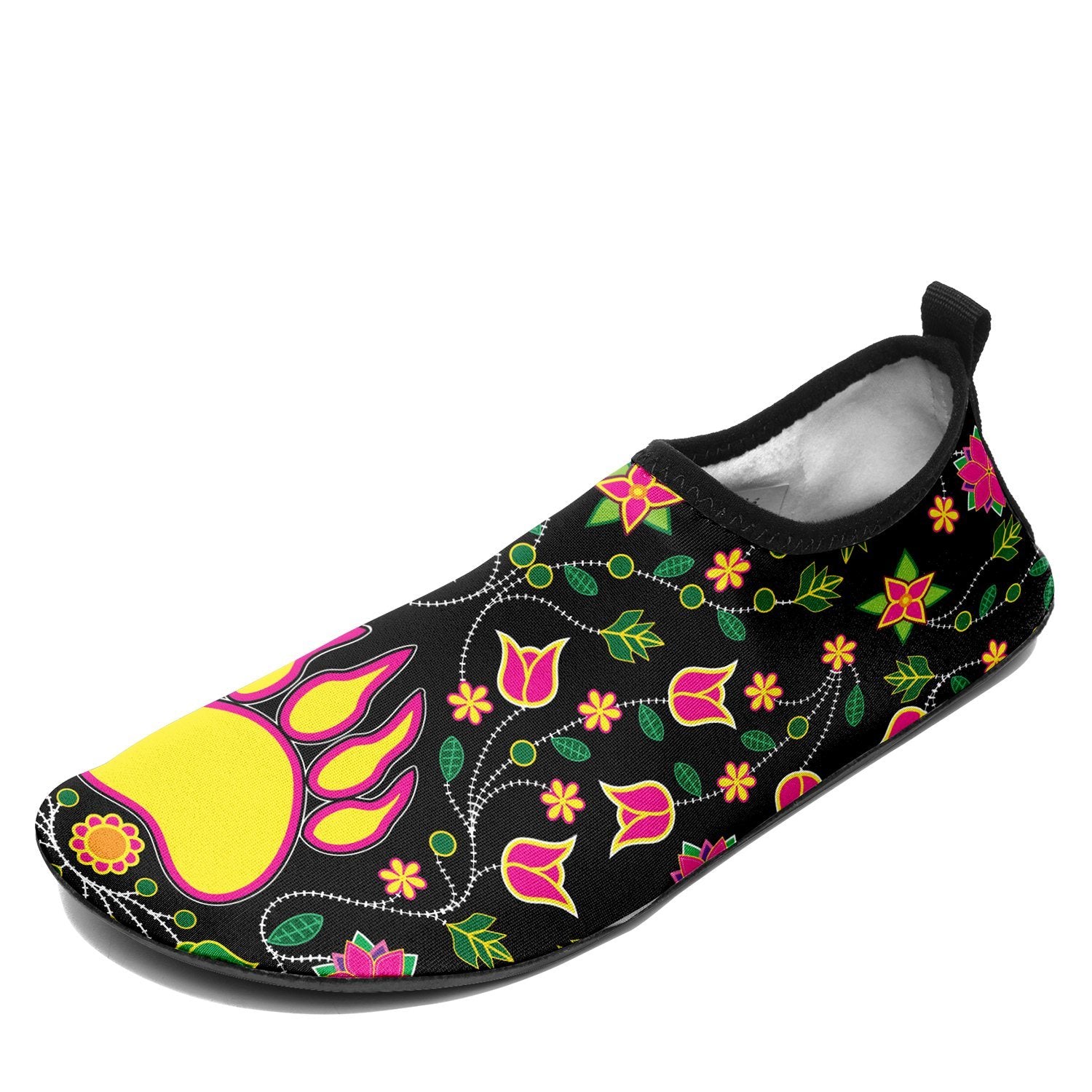 Floral Bearpaw Pink and Yellow Kid's Sockamoccs Slip On Shoes Herman 