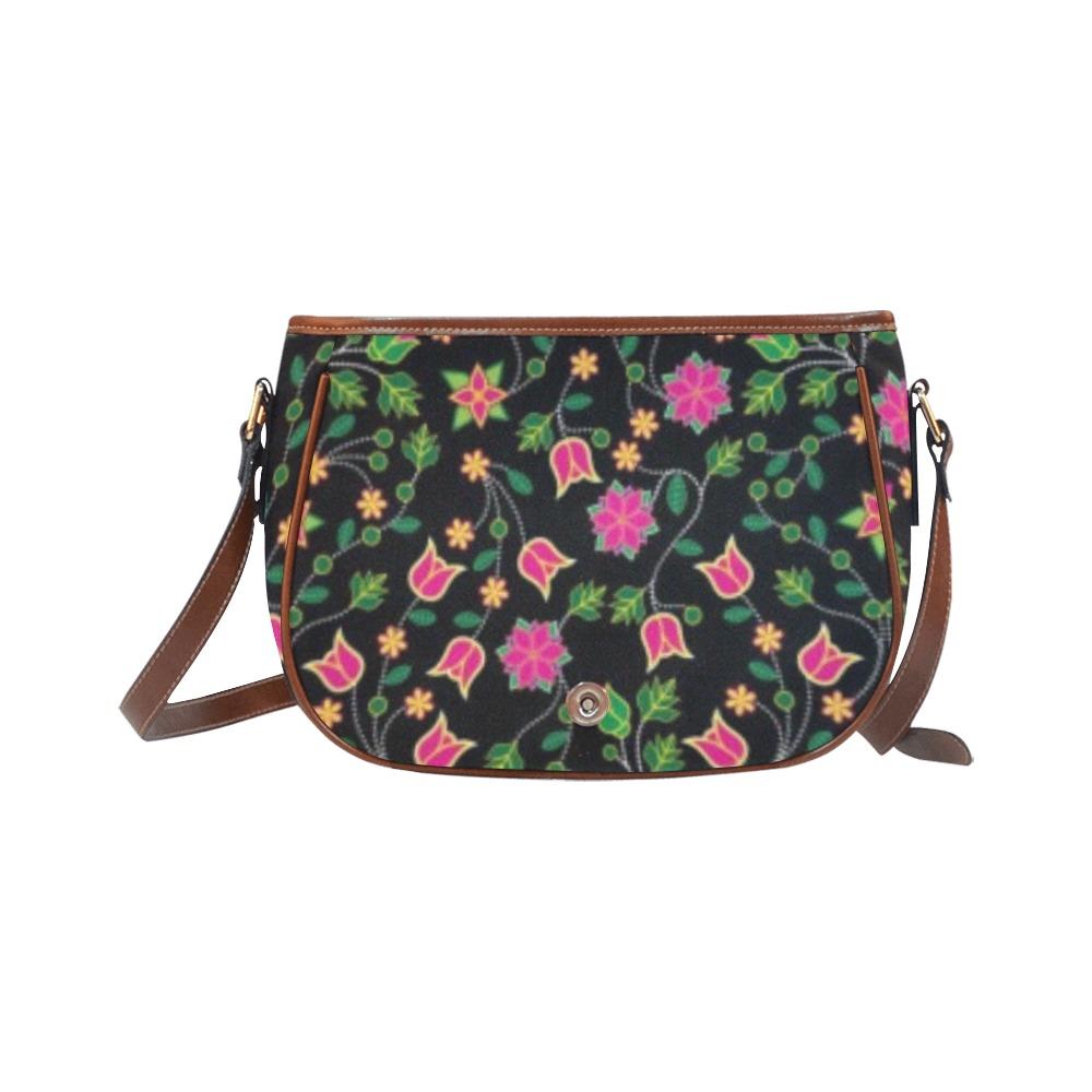 Floral Bearpaw Pink and Yellow Saddle Bag/Large (Model 1649) bag e-joyer 