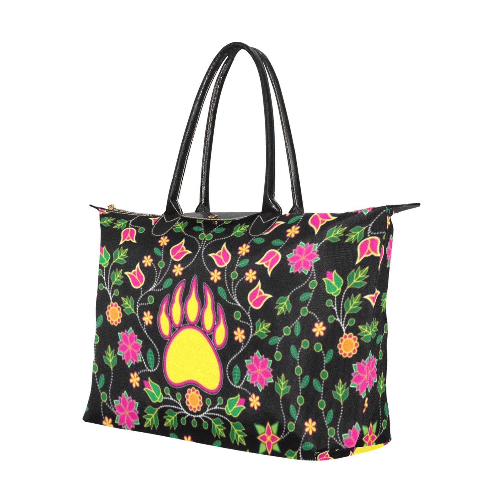Floral Bearpaw Pink and Yellow Single-Shoulder Lady Handbag (Model 1714) bag e-joyer 