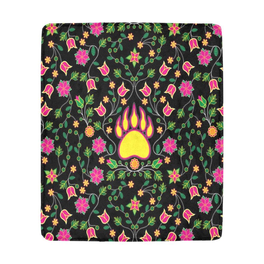 Floral Bearpaw Pink and Yellow Ultra-Soft Micro Fleece Blanket 50"x60" blanket e-joyer 