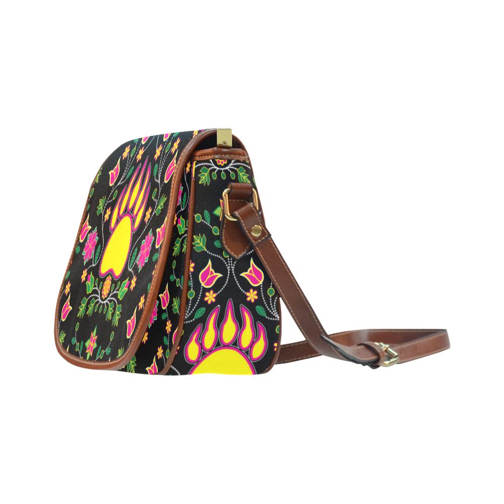 Floral Bearpaw Saddle Bag/Small (Model 1649) Full Customization Saddle Bag/Small (Full Customization) e-joyer 