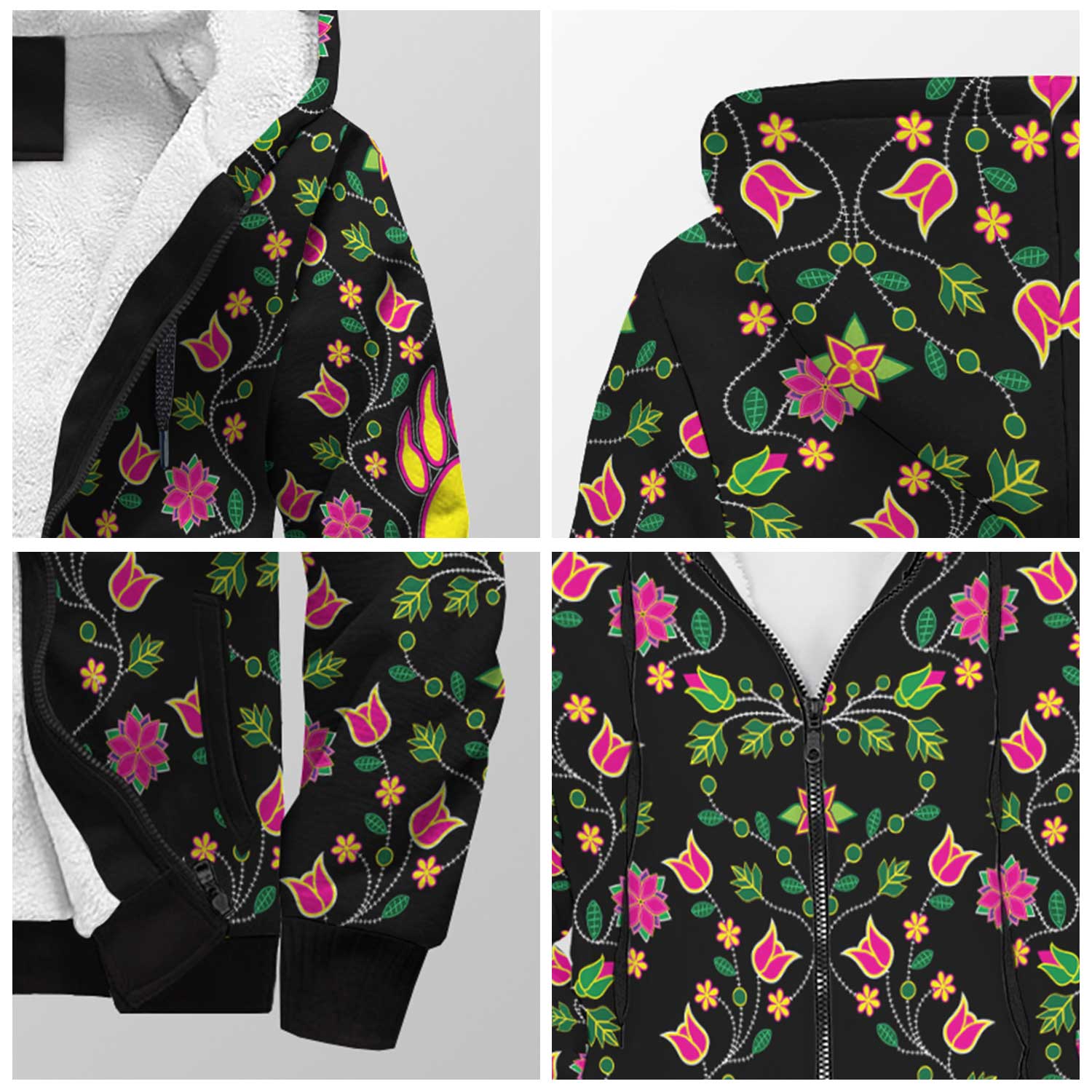 Floral Bearpaw Sherpa Hoodie 49 Dzine 