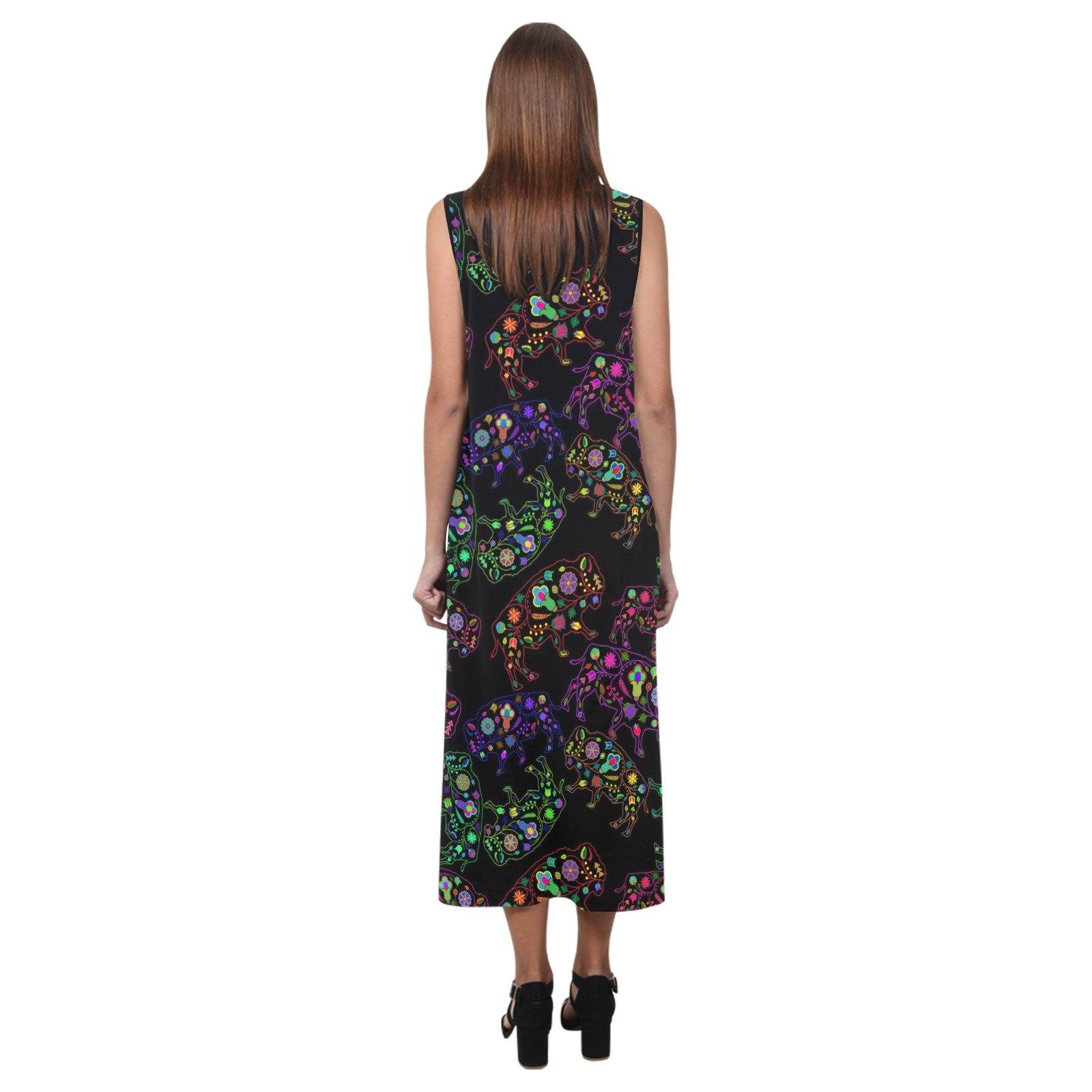 Floral Bufallo Phaedra Sleeveless Open Fork Long Dress (Model D08) dress e-joyer 