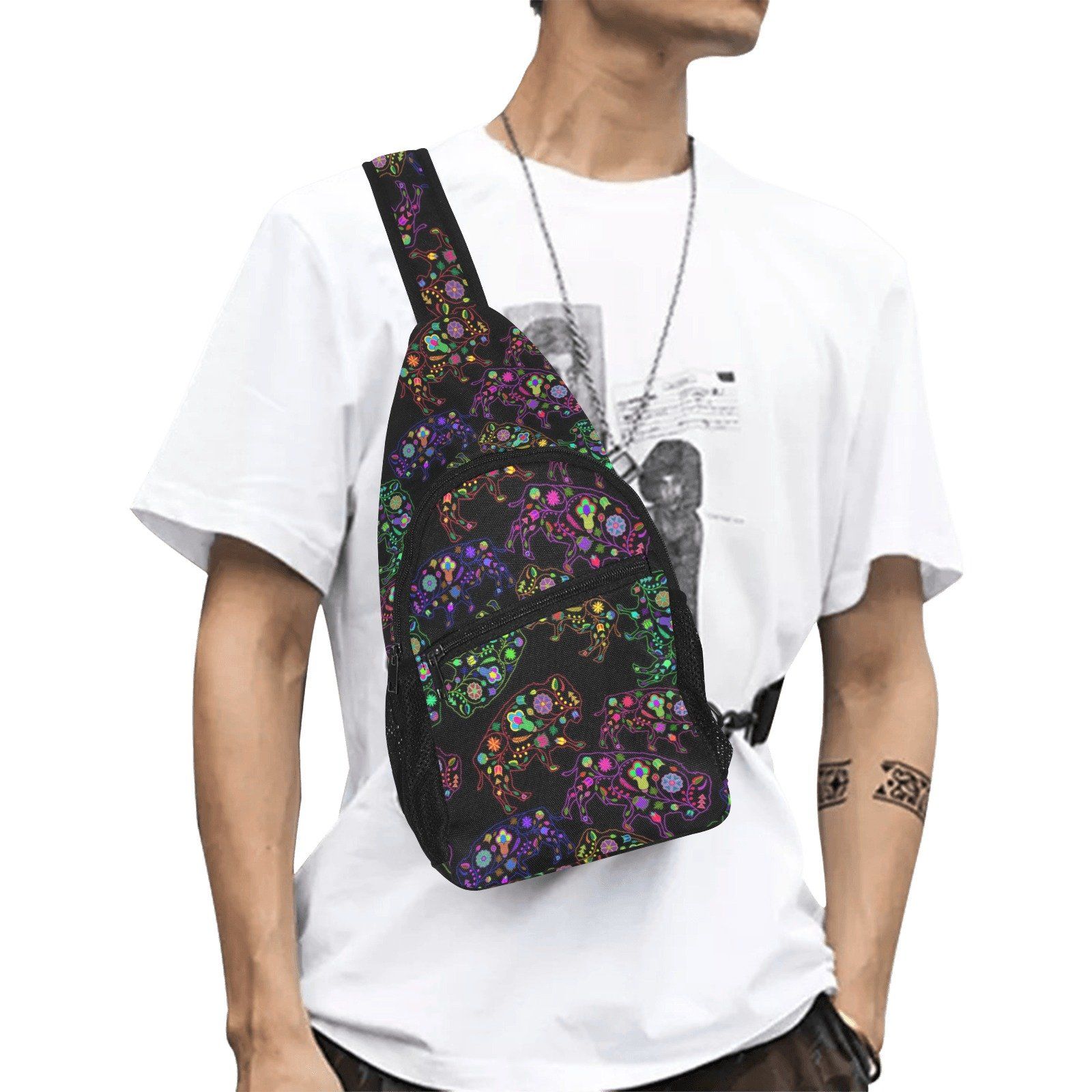 Floral Buffalo All Over Print Chest Bag (Model 1719) All Over Print Chest Bag (1719) e-joyer 