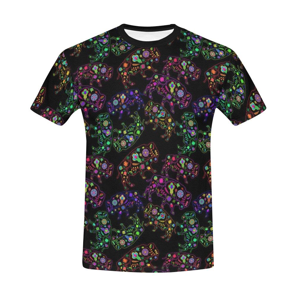 Floral Buffalo All Over Print T-Shirt for Men (USA Size) (Model T40) All Over Print T-Shirt for Men (T40) e-joyer 