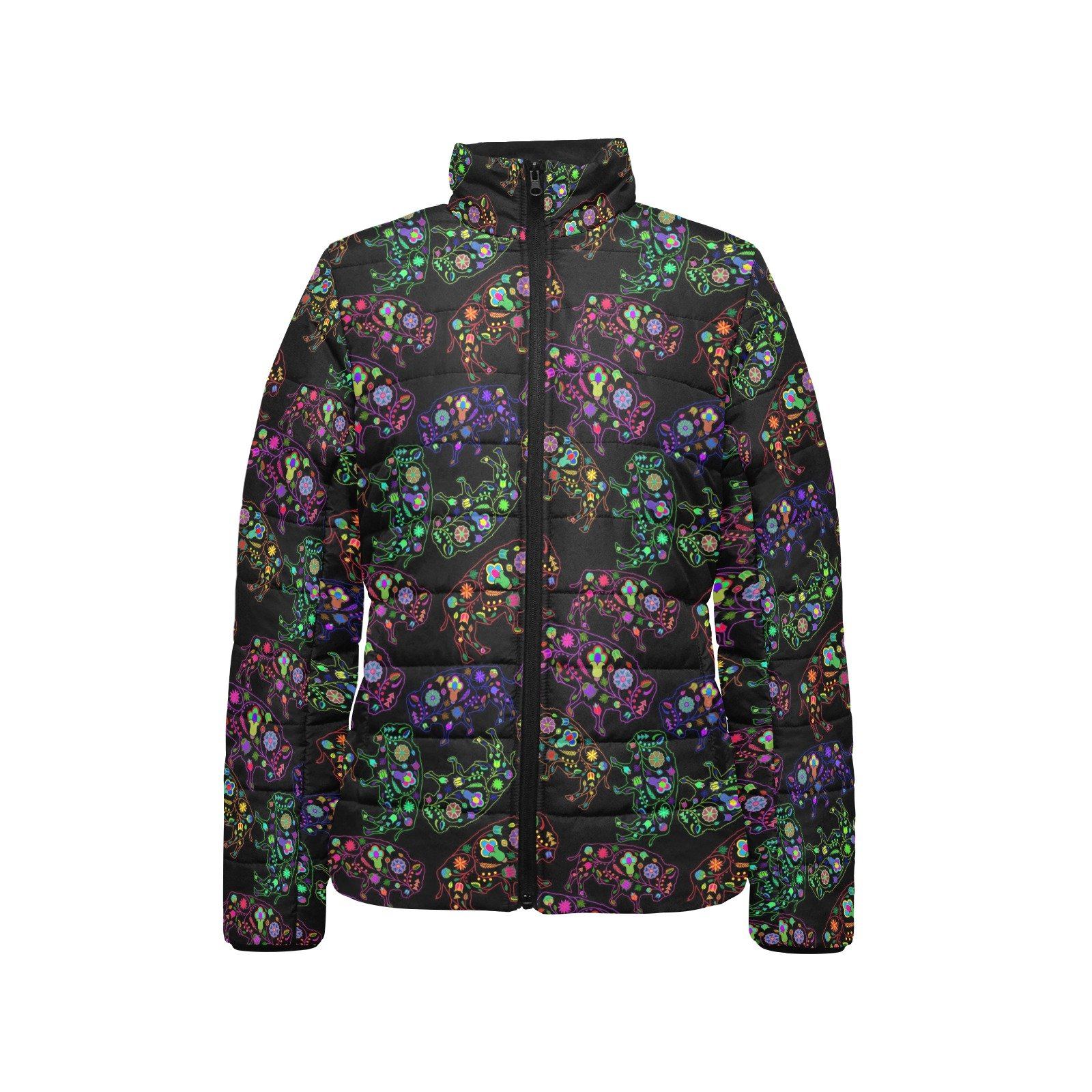 Floral Buffalo Women's Stand Collar Padded Jacket (Model H41) jacket e-joyer 