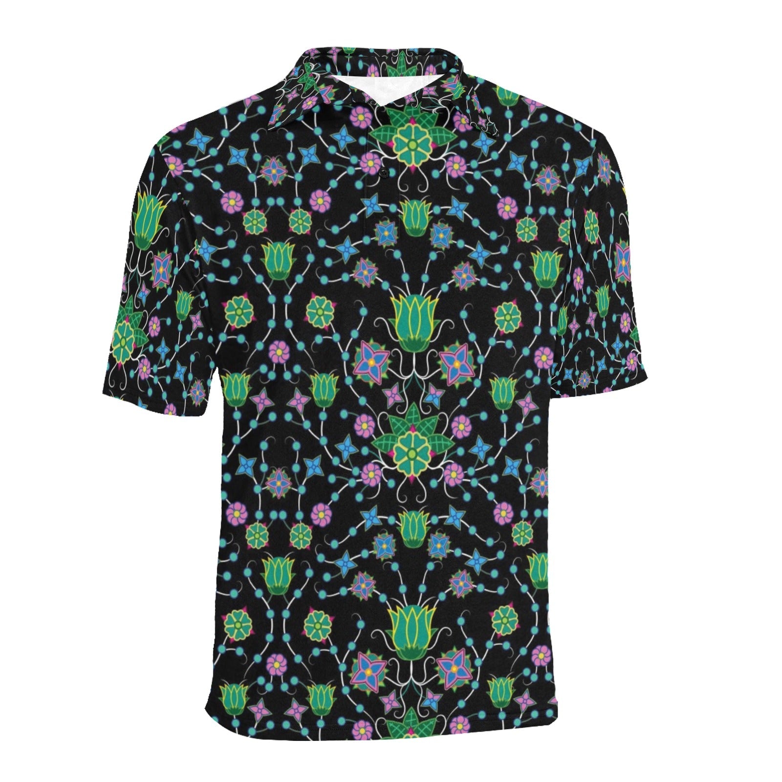 Floral Damask Garden Men's All Over Print Polo Shirt (Model T55) Men's Polo Shirt (Model T55) e-joyer 