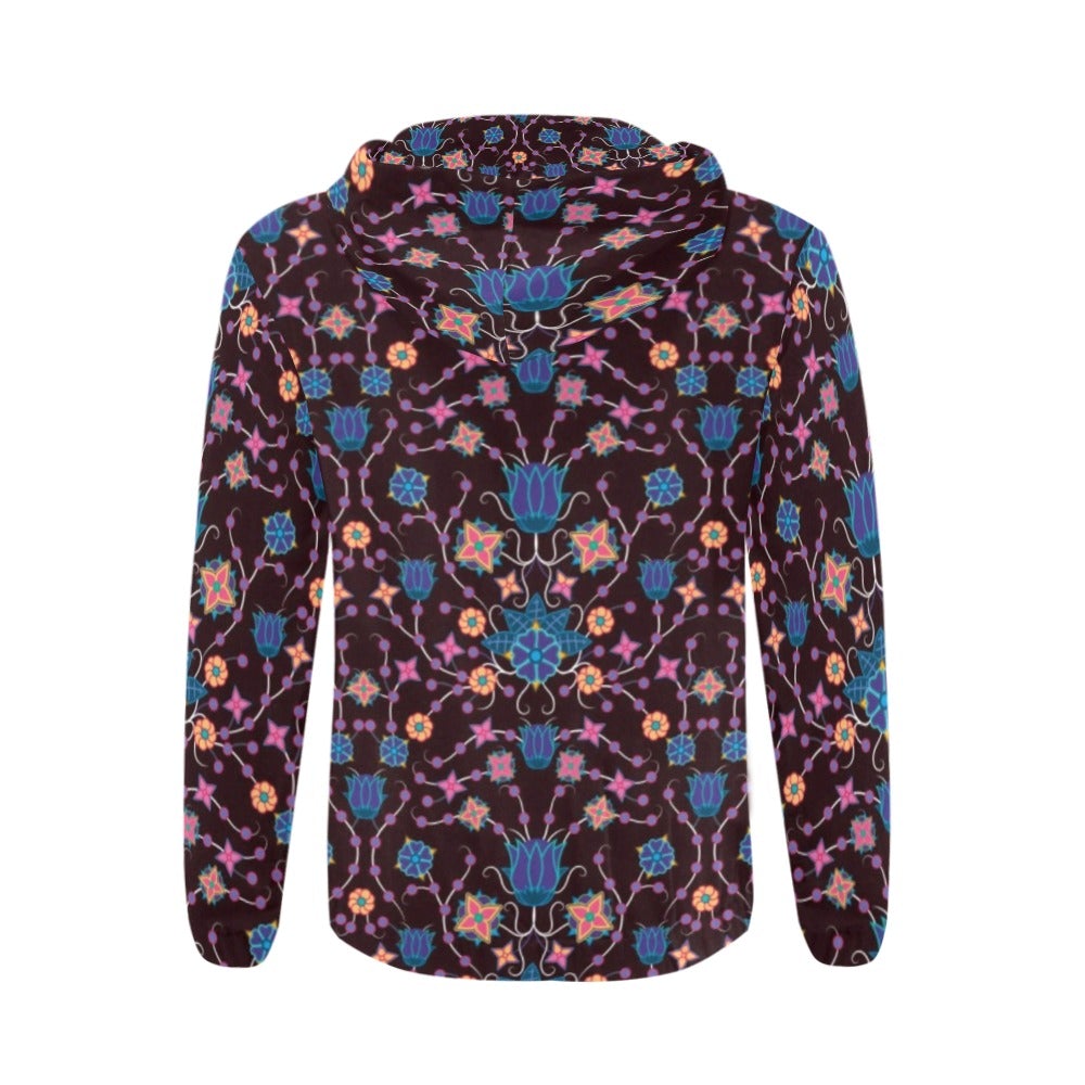 Floral Damask Purple All Over Print Full Zip Hoodie for Men (Model H14) hoodie e-joyer 