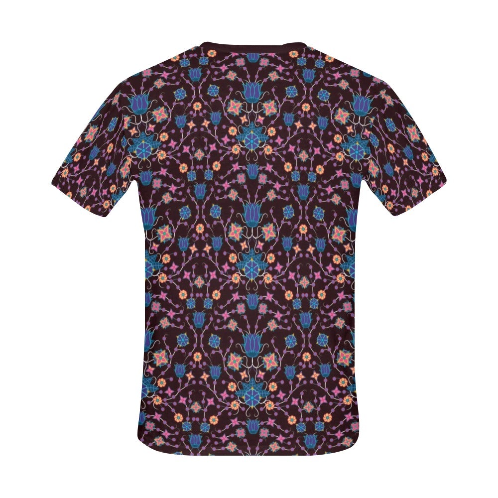 Floral Damask Purple All Over Print T-Shirt for Men (USA Size) (Model T40) All Over Print T-Shirt for Men (T40) e-joyer 