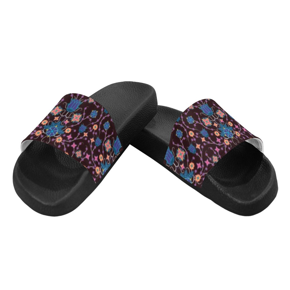 Floral Damask Purple Women's Slide Sandals (Model 057) sandals e-joyer 