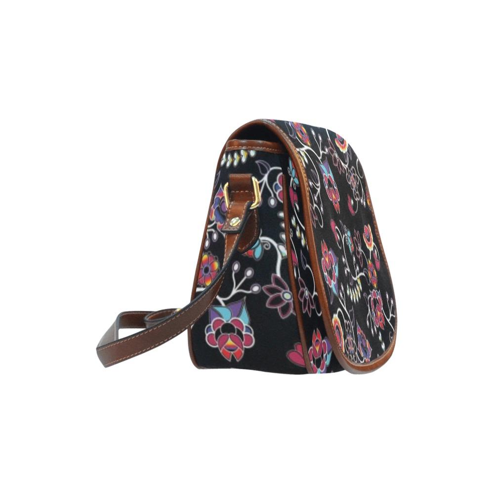 Floral Danseur Saddle Bag/Small (Model 1649) Full Customization Saddle Bag/Small (Full Customization) e-joyer 